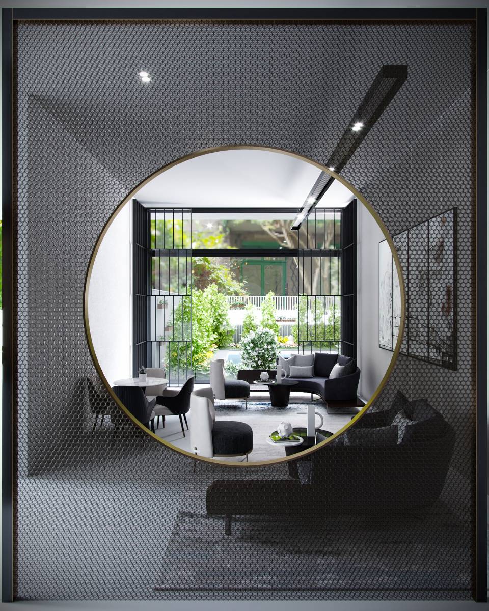 Image 3D d'une réception d'immeuble de logement 